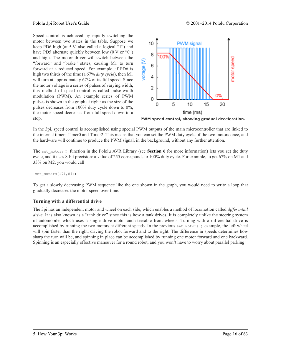 Turning with a differential drive | Pololu 3pi Robot User Manual | Page 16 / 63