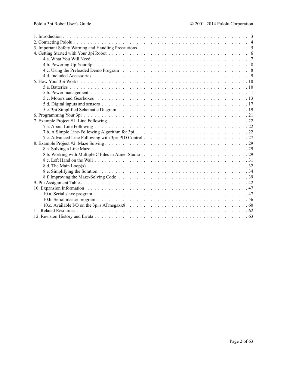 Pololu 3pi Robot User Manual | Page 2 / 63