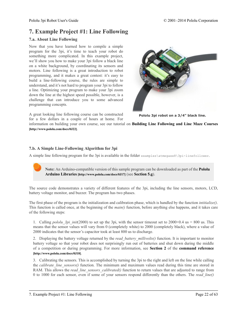 Example project #1: line following, A. about line following, B. a simple line-following algorithm for 3pi | Pololu 3pi Robot User Manual | Page 22 / 63