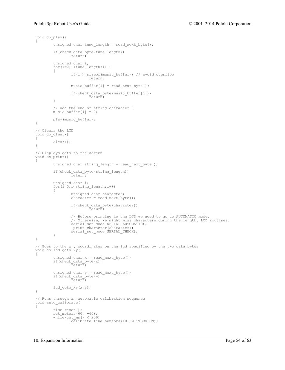 Pololu 3pi Robot User Manual | Page 54 / 63