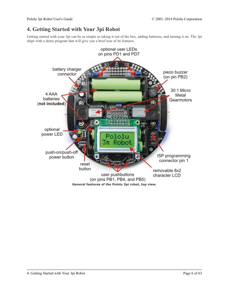 Getting started with your 3pi robot | Pololu 3pi Robot User Manual | Page 6 / 63