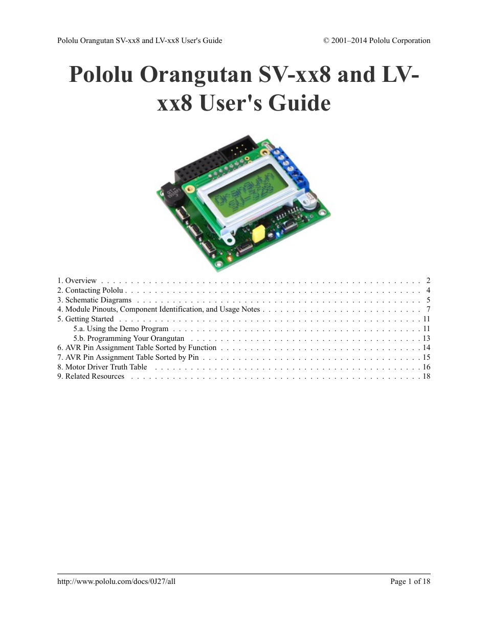 Pololu Orangutan LV-xx8 User Manual | 18 pages