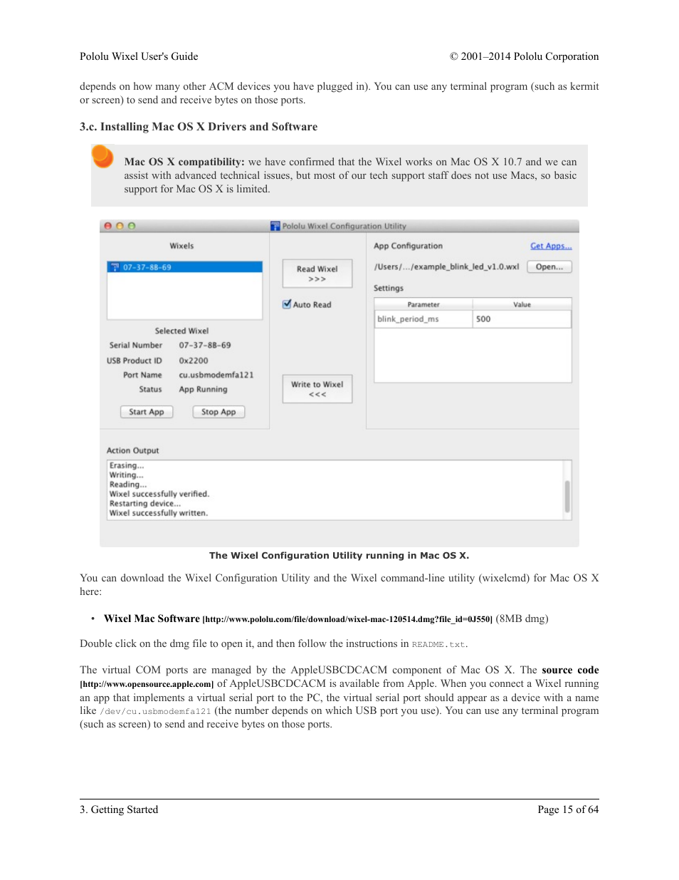 C. installing mac os x drivers and software | Pololu Wixel User Manual | Page 15 / 64