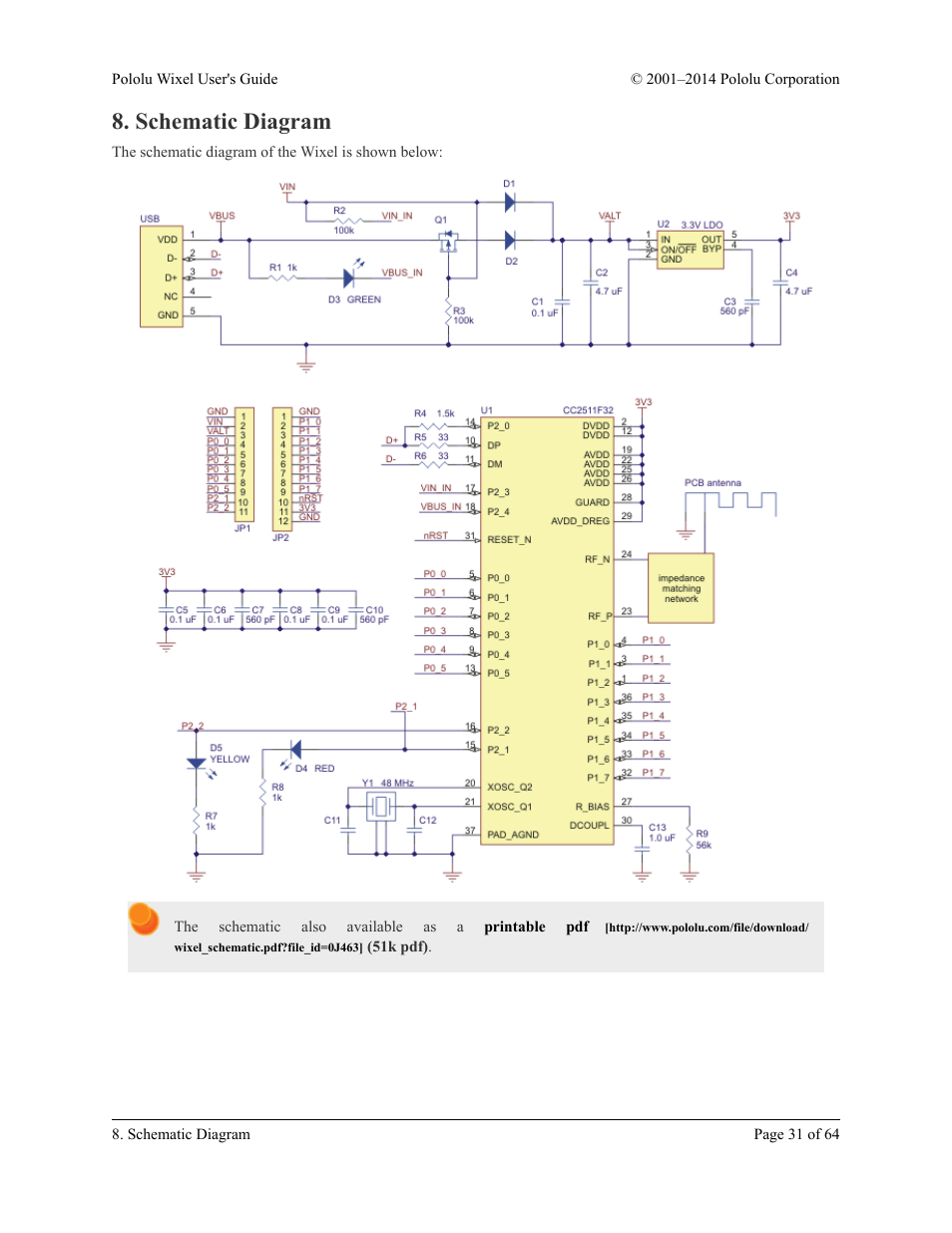 Schematic diagram | Pololu Wixel User Manual | Page 31 / 64