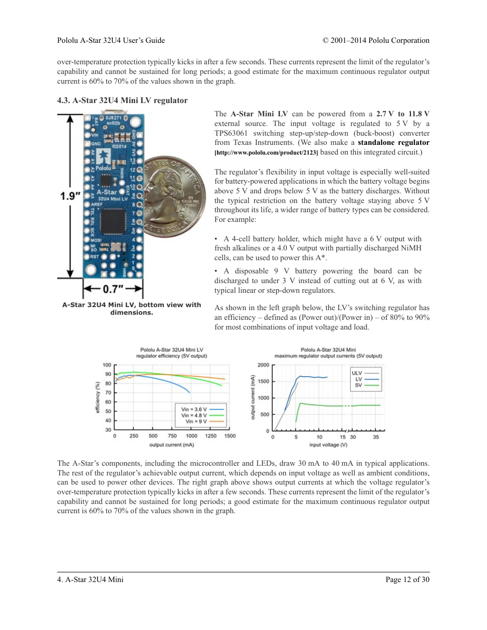 A-star 32u4 mini lv regulator | Pololu A-Star 32U4 User Manual | Page 12 / 30