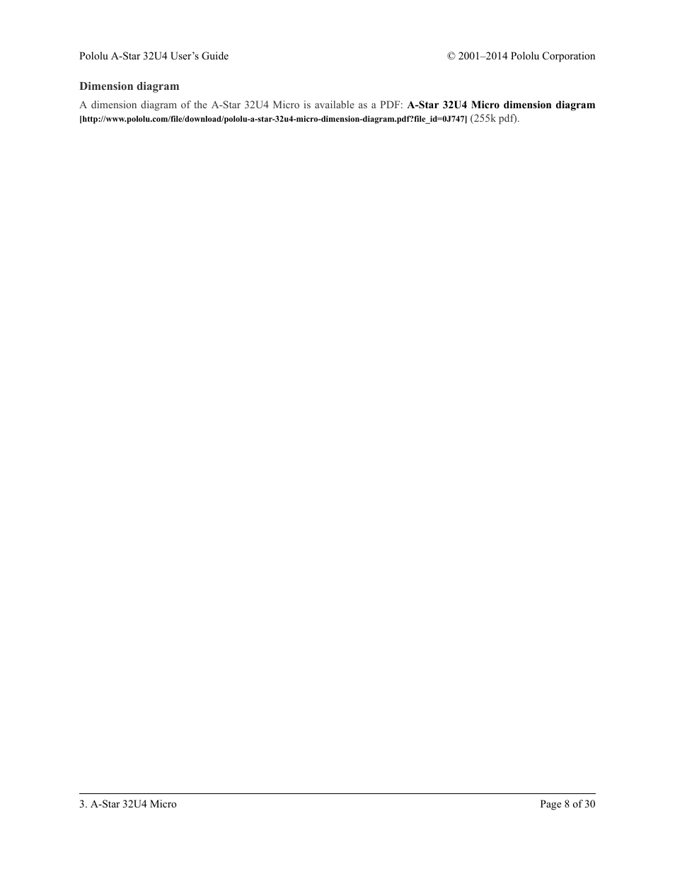 Dimension diagram | Pololu A-Star 32U4 User Manual | Page 8 / 30