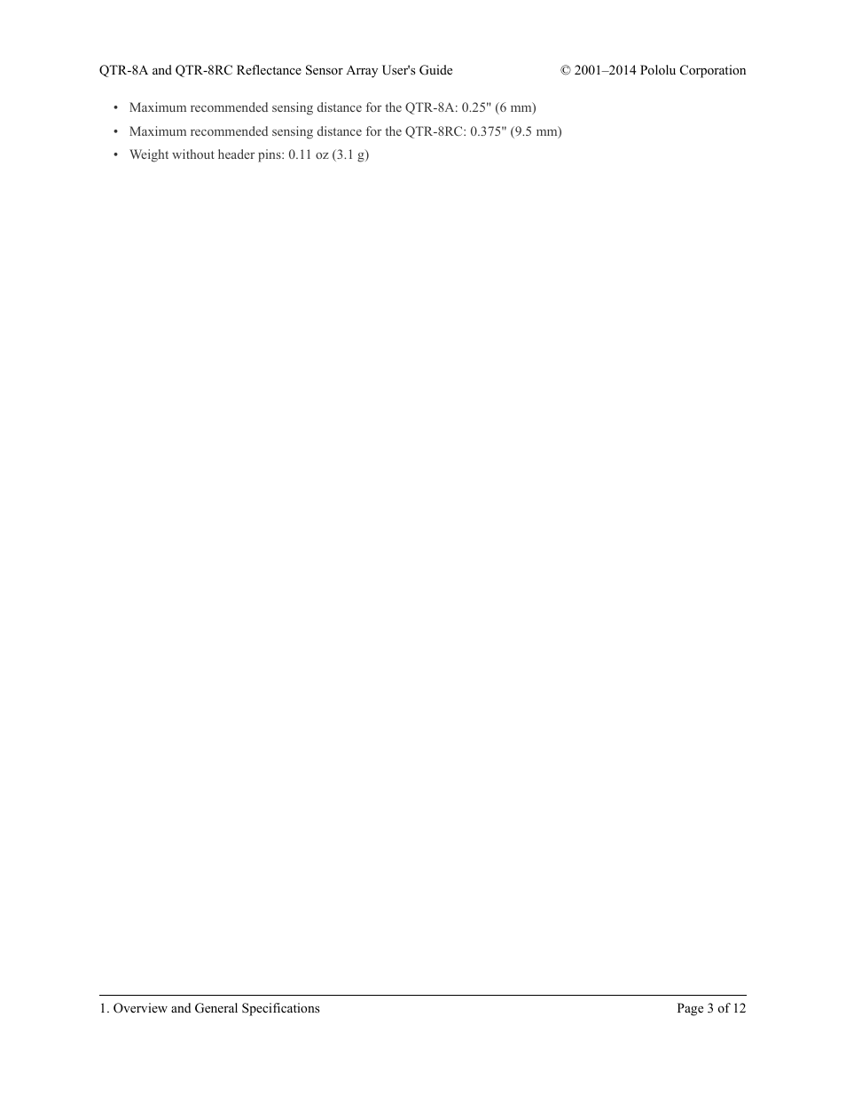 Pololu QTR-8RC User Manual | Page 3 / 12
