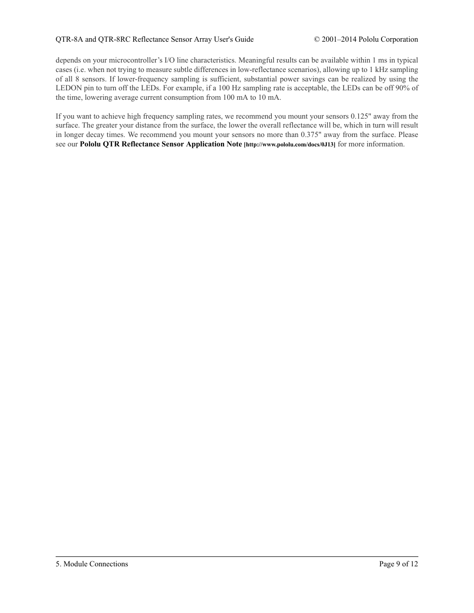 Pololu QTR-8RC User Manual | Page 9 / 12