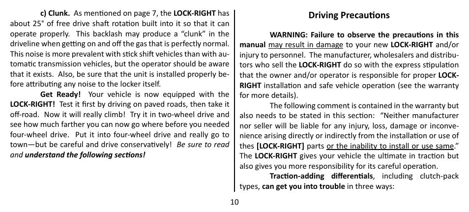 Powertrax LOCK-RIGHT Performace Locker User Manual | Page 10 / 16