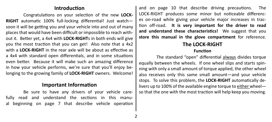 Powertrax LOCK-RIGHT Performace Locker User Manual | Page 2 / 16