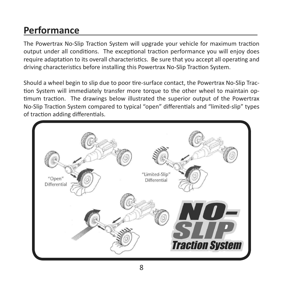 Traction system, Performance | Powertrax No-Slip Traction System User Manual User Manual | Page 11 / 32