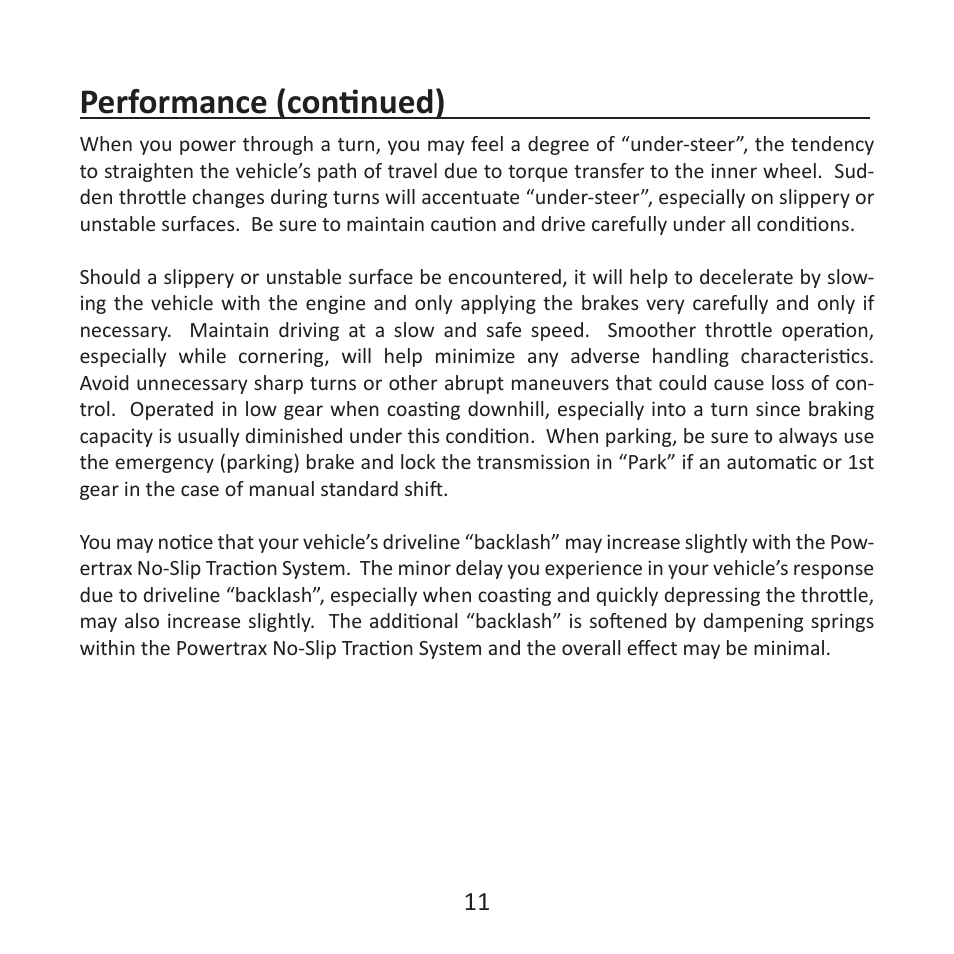 Performance (continued) | Powertrax No-Slip Traction System User Manual User Manual | Page 14 / 32