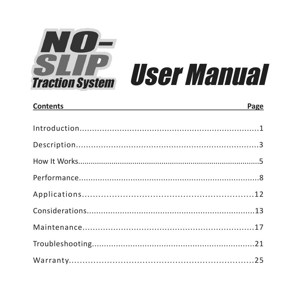 User manual, Traction system | Powertrax No-Slip Traction System User Manual User Manual | Page 3 / 32