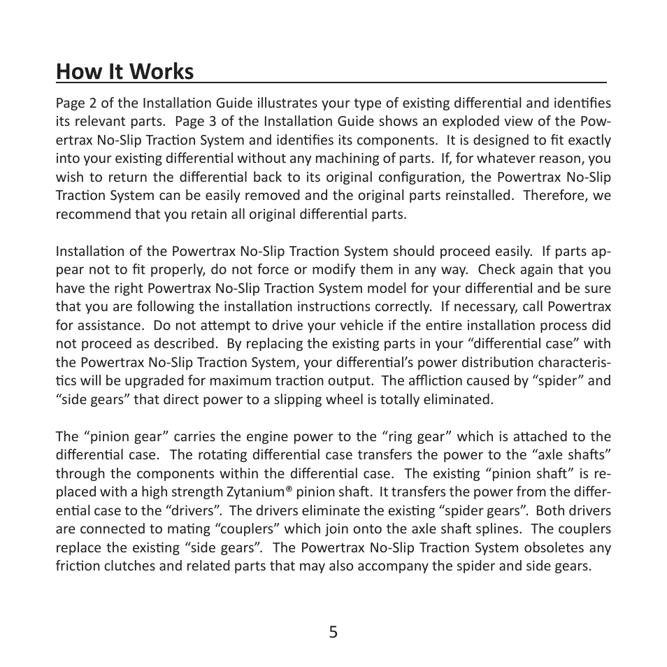 How it works | Powertrax No-Slip Traction System User Manual User Manual | Page 8 / 32