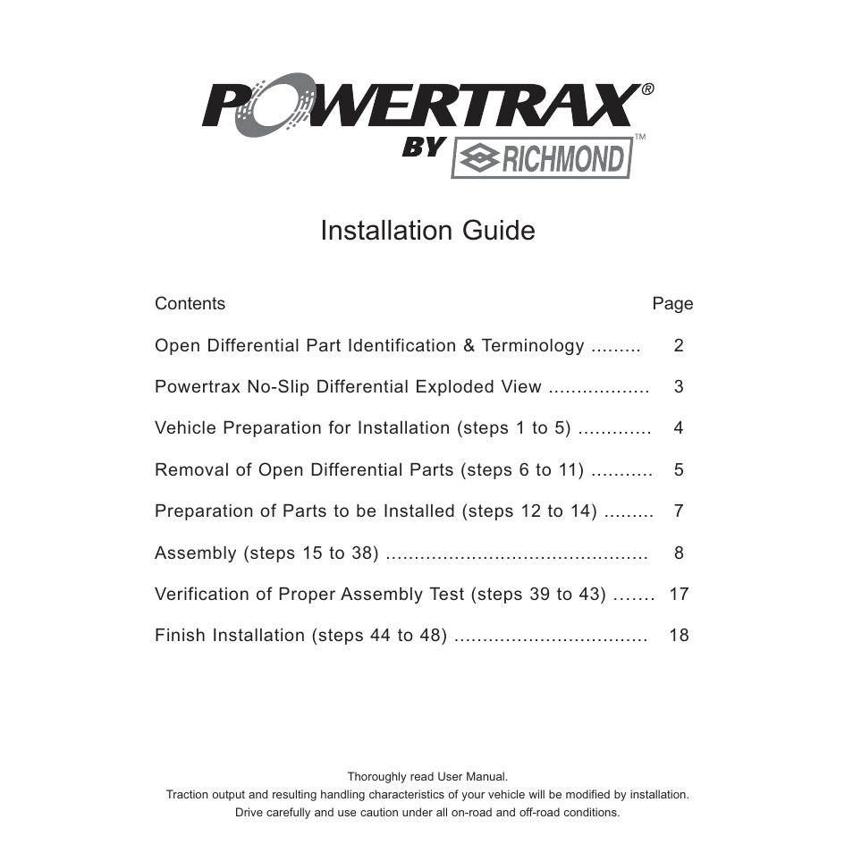 Installation guide | Powertrax 9201202920 User Manual | Page 3 / 26