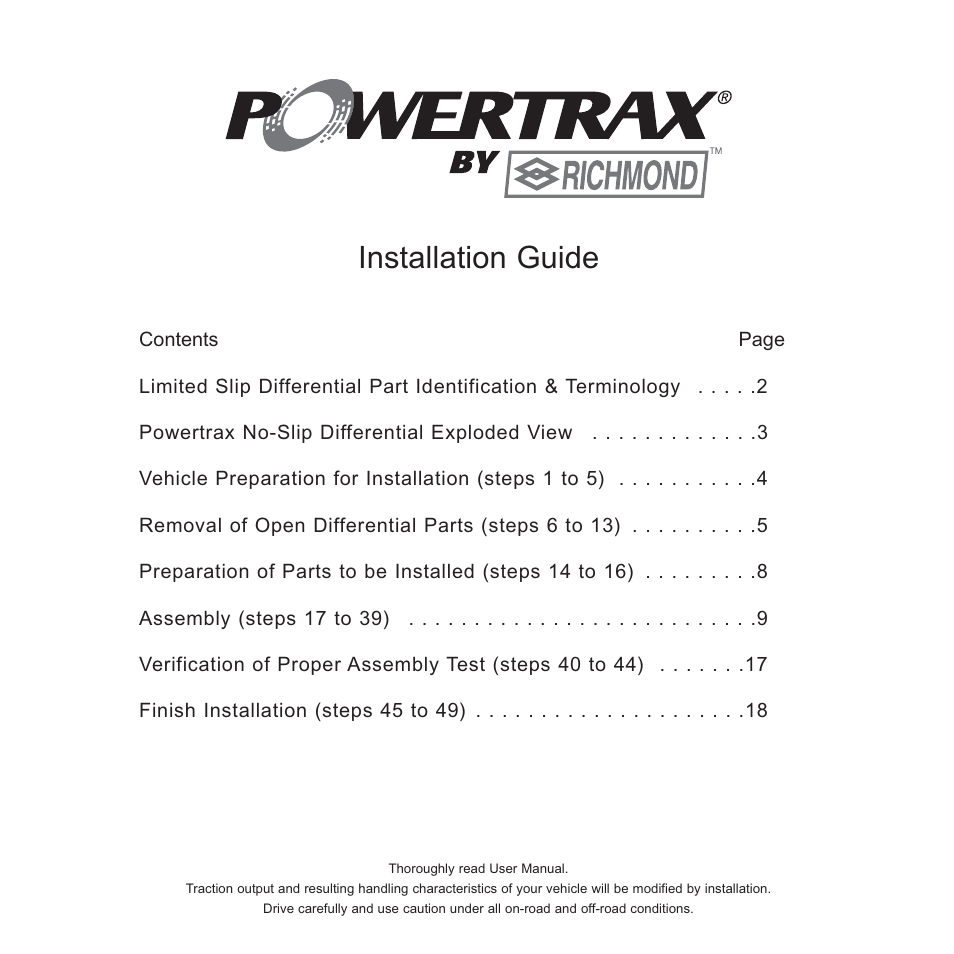 Installation guide | Powertrax 9203923145 User Manual | Page 3 / 26