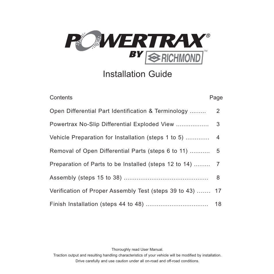 Installation guide | Powertrax 9206882826 User Manual | Page 3 / 26