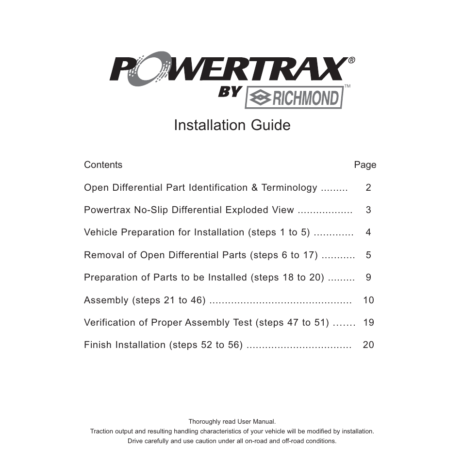 Installation guide | Powertrax 9207762885 User Manual | Page 3 / 28