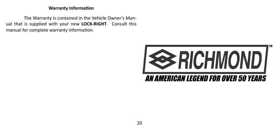 An american legend for over 50 years | Powertrax 9010 User Manual | Page 20 / 24