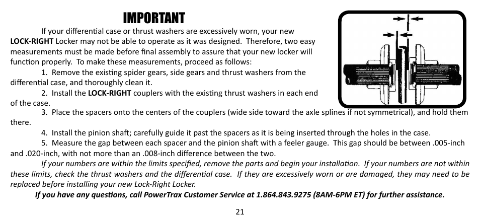 Important | Powertrax 9010 User Manual | Page 21 / 24