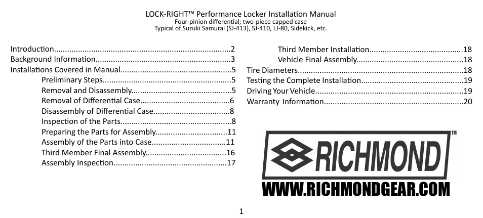 Powertrax 1540 User Manual | 20 pages