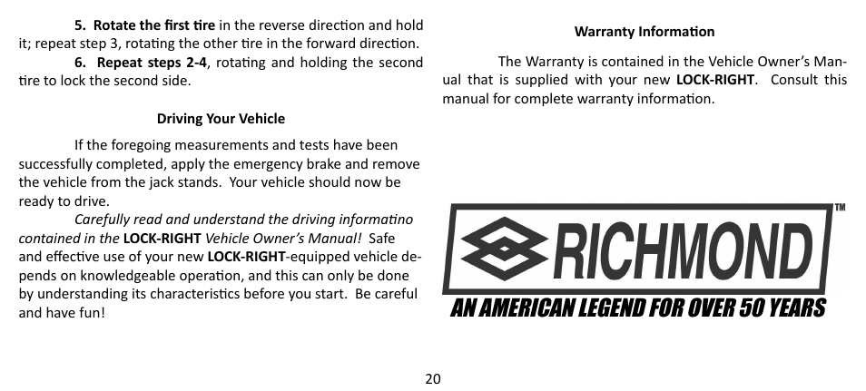 An american legend for over 50 years | Powertrax 1540 User Manual | Page 20 / 20