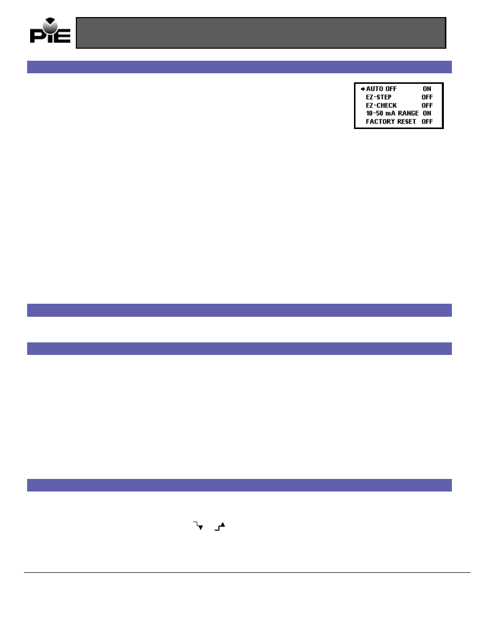 Model 535 configuration, Auto off - on (default)/off, Ez-step( - on/off (default) | Ez-check( hi/lo readings on/off (default), 20/10-50 range (default) on, Factory reset on/off (default), Ez-dial( knob, Ez-check( switch, Source modes, Read modes | Practical Instrument Electronics 535 User Manual | Page 2 / 8