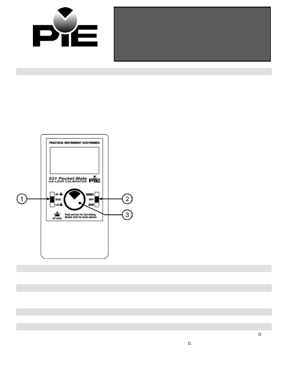 Practical Instrument Electronics 531 User Manual | 4 pages