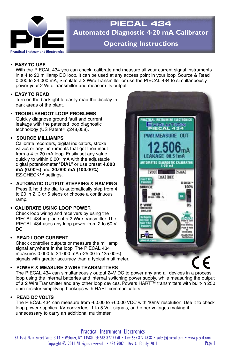 Practical Instrument Electronics 434 User Manual | 12 pages