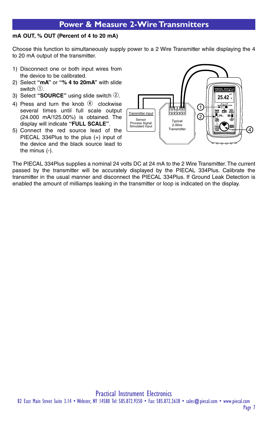 Practical instrument electronics, Power & measure 2-wire transmitters | Practical Instrument Electronics 334Plus User Manual | Page 7 / 12