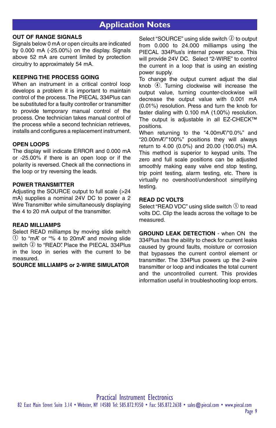 Practical instrument electronics | Practical Instrument Electronics 334Plus User Manual | Page 9 / 12