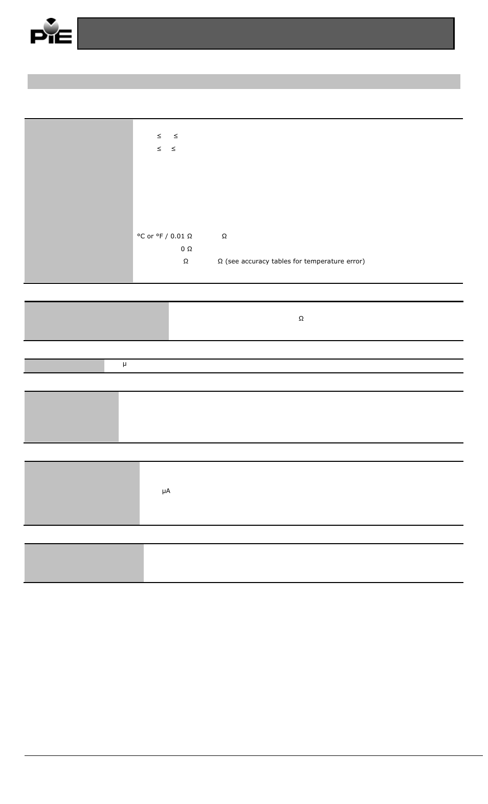 Specifications, Rtd simulation specifications, Rtd read specifications | Model 525 operating instructions | Practical Instrument Electronics 525 Rev B User Manual | Page 5 / 8