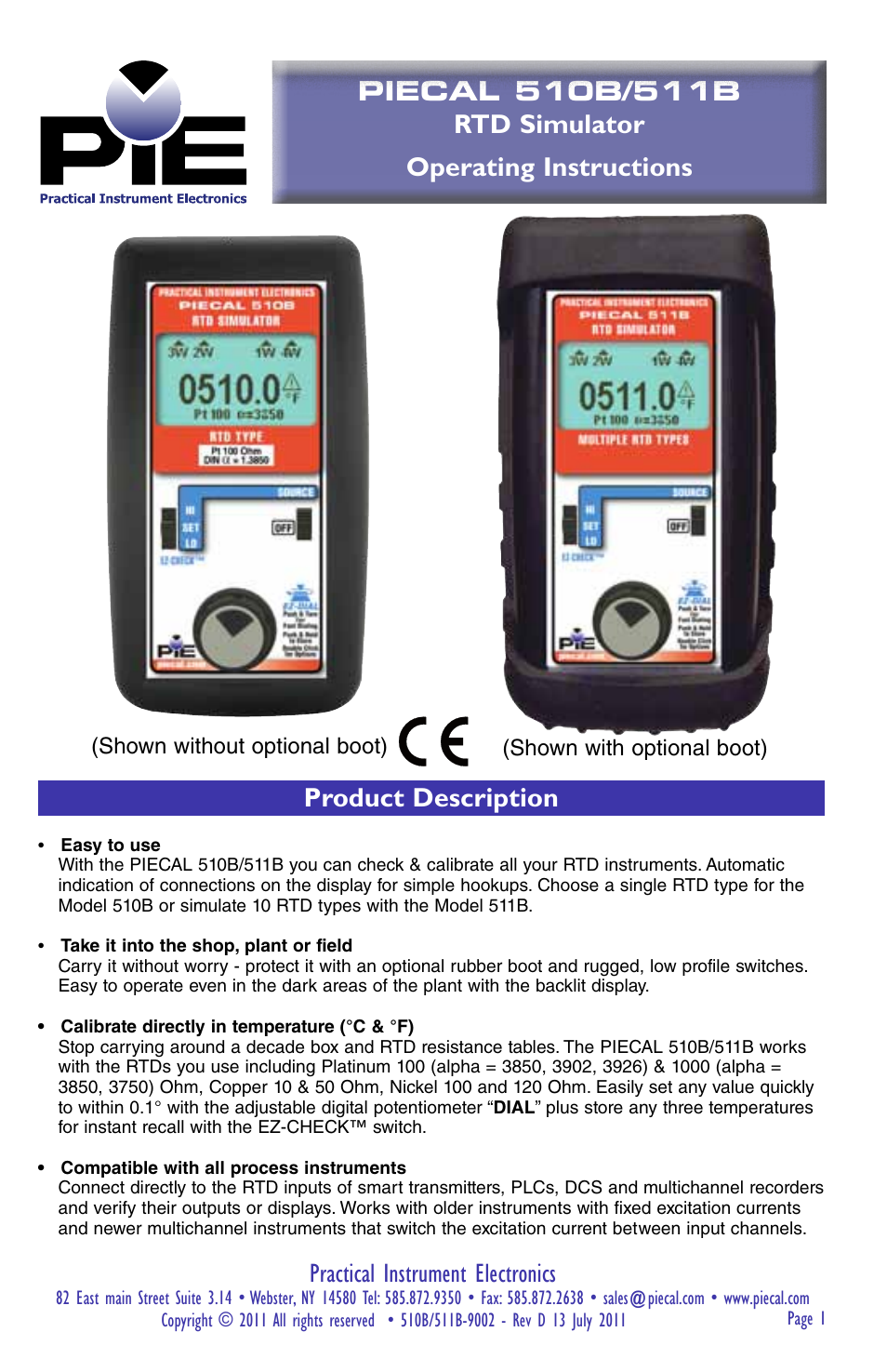 Practical Instrument Electronics 510B User Manual | 8 pages