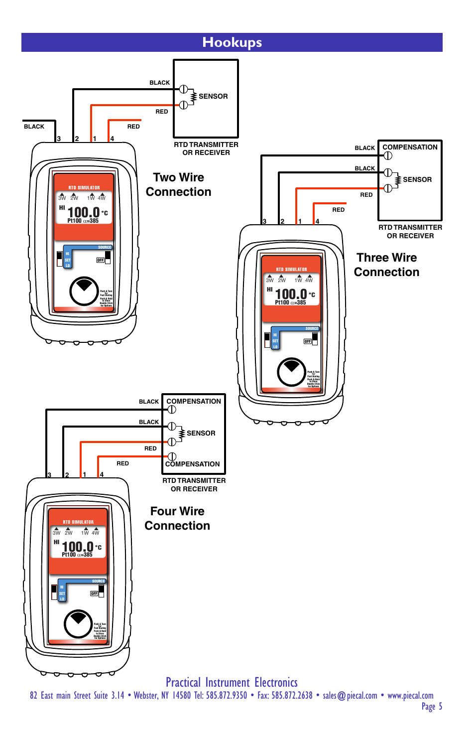 Practical instrument electronics, Hookups | Practical Instrument Electronics 510B User Manual | Page 5 / 8