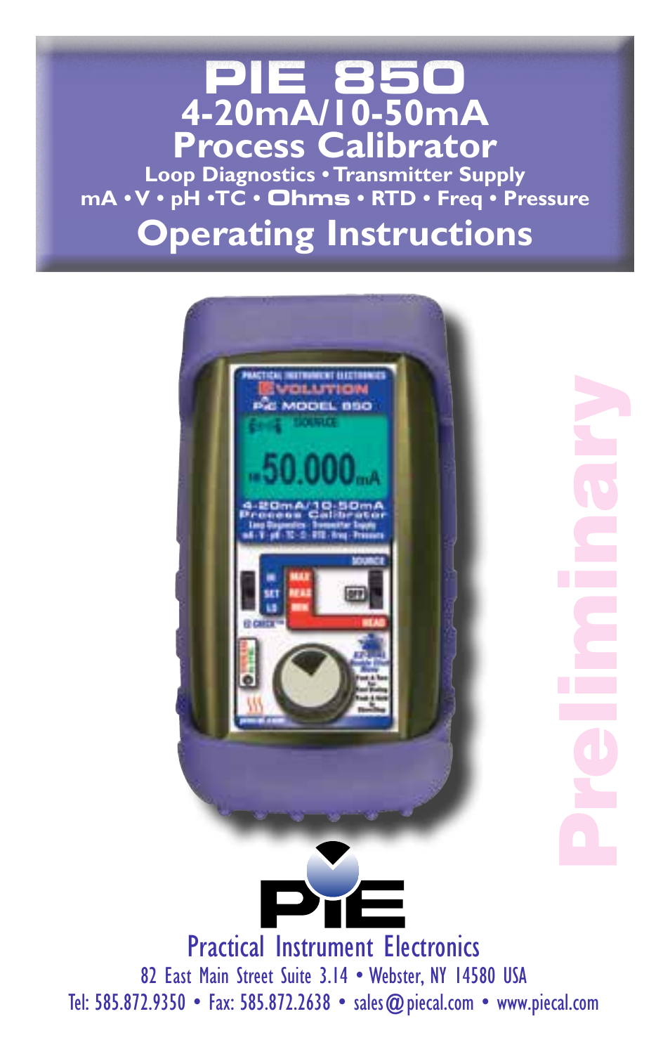 Practical Instrument Electronics 850 User Manual | 48 pages