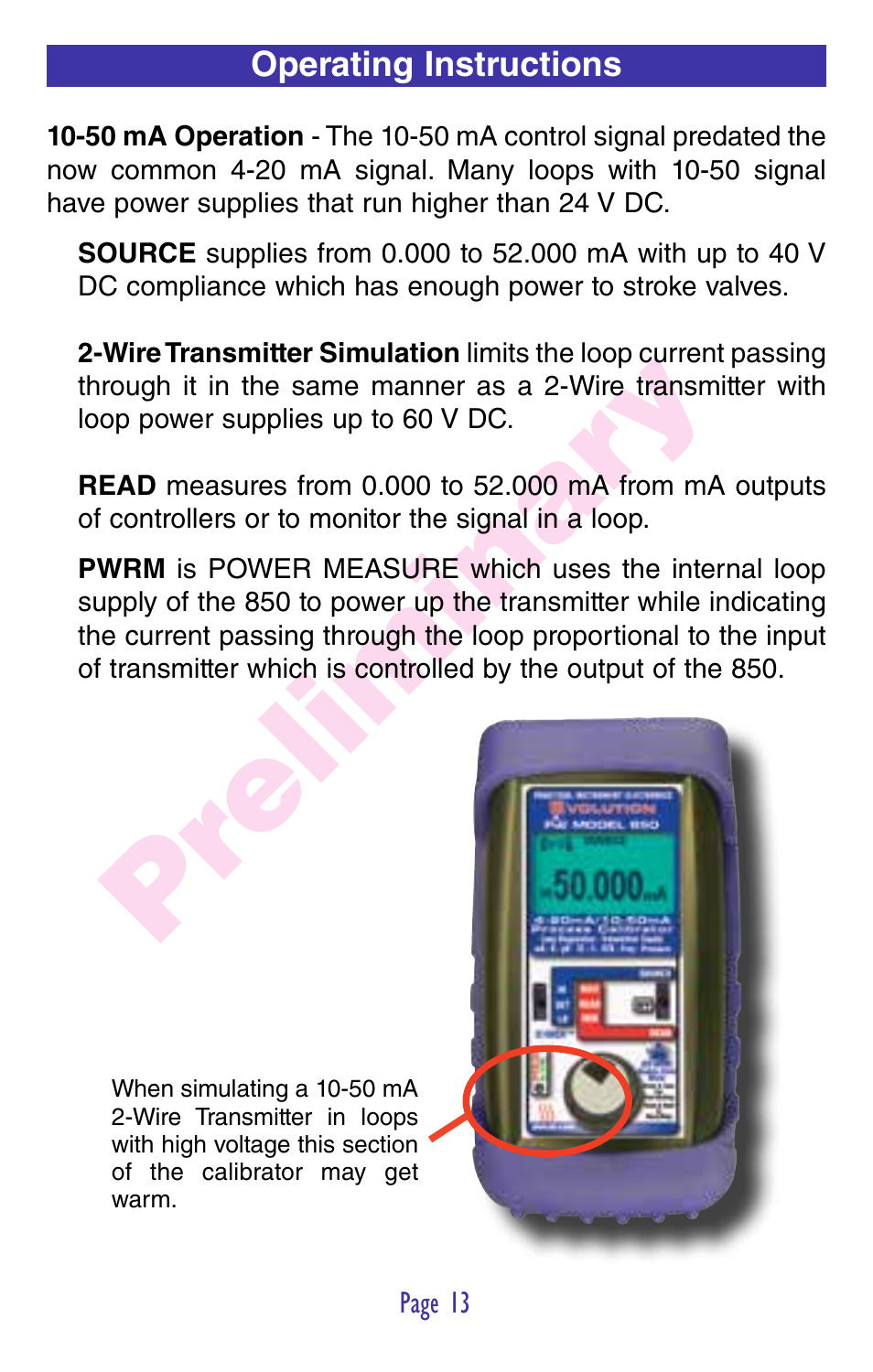 Pr eliminar y | Practical Instrument Electronics 850 User Manual | Page 15 / 48