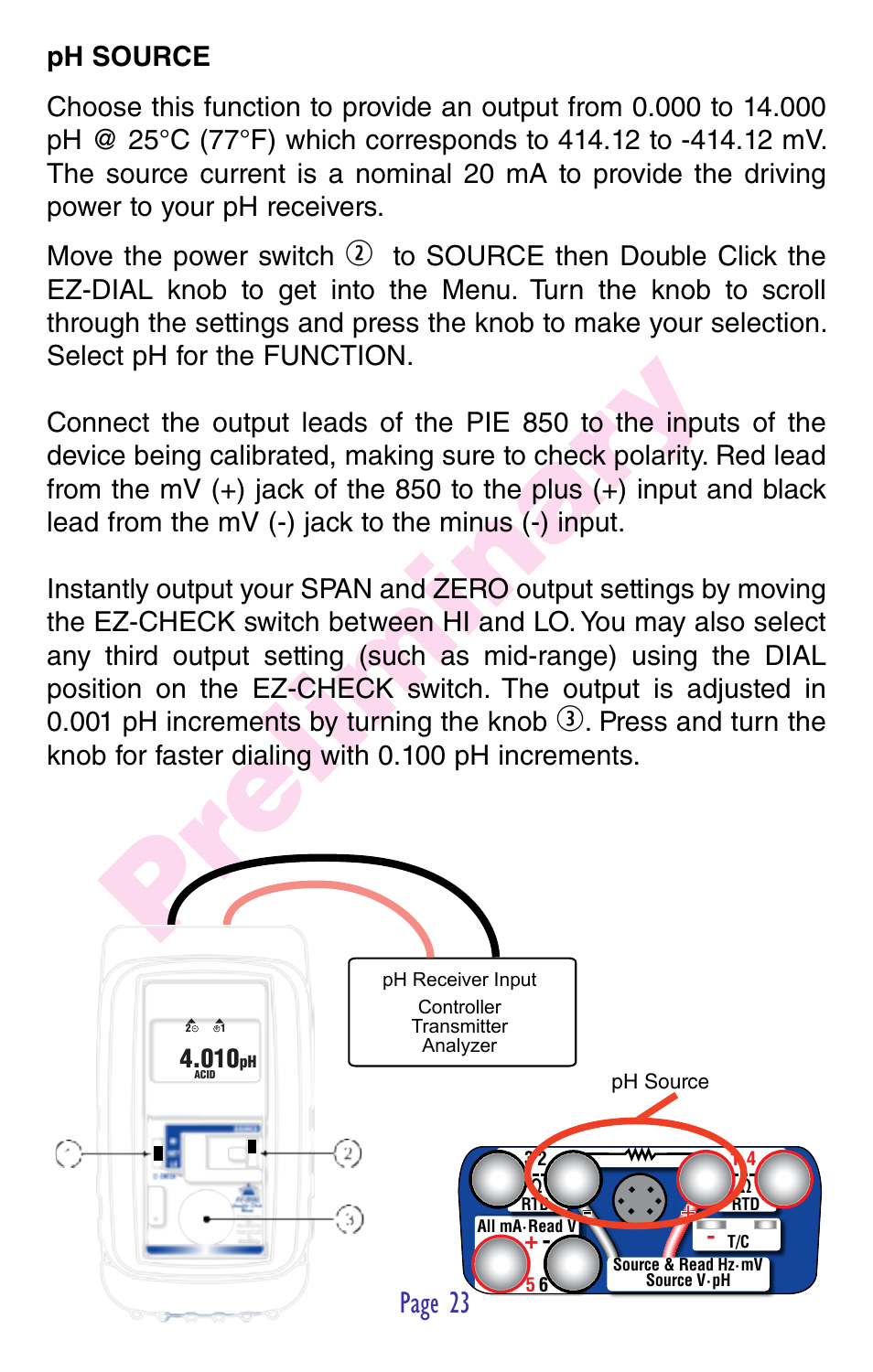 Pr eliminar y | Practical Instrument Electronics 850 User Manual | Page 25 / 48