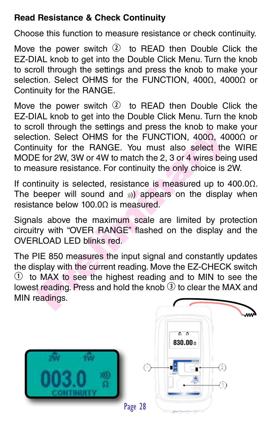 Pr eliminar y | Practical Instrument Electronics 850 User Manual | Page 30 / 48