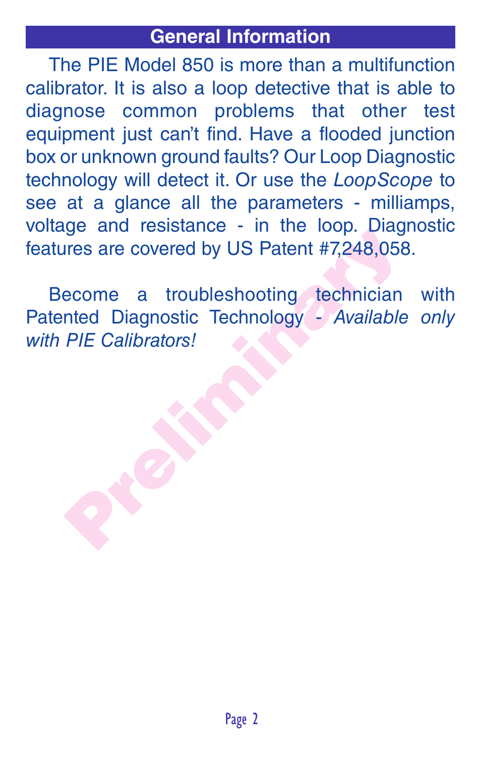 Pr eliminar y | Practical Instrument Electronics 850 User Manual | Page 4 / 48