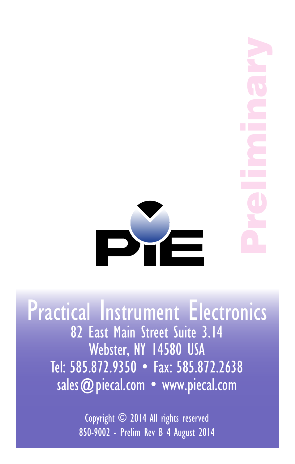 Pr eliminar y | Practical Instrument Electronics 850 User Manual | Page 48 / 48