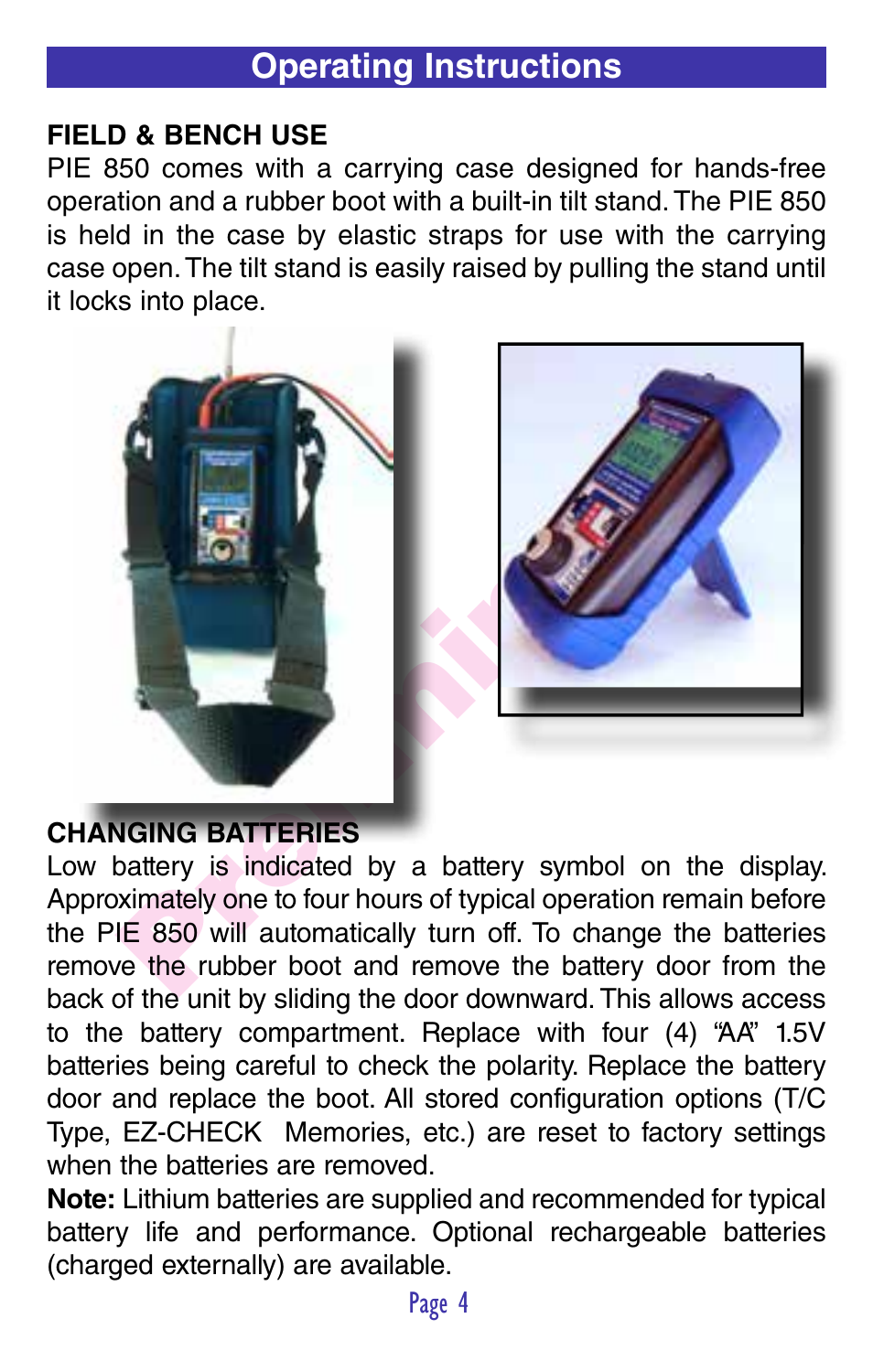 Pr eliminar y | Practical Instrument Electronics 850 User Manual | Page 6 / 48