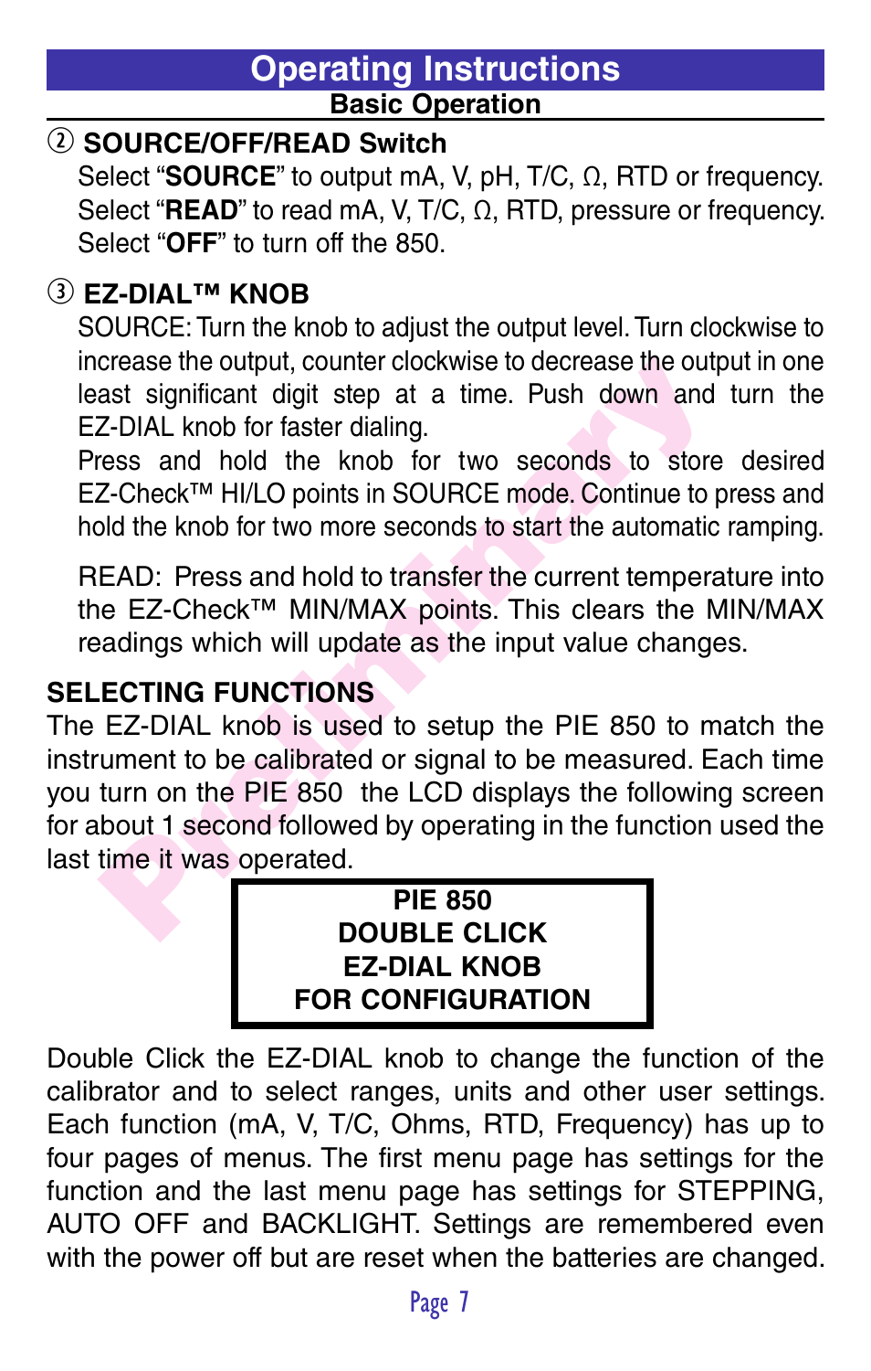 Pr eliminar y | Practical Instrument Electronics 850 User Manual | Page 9 / 48
