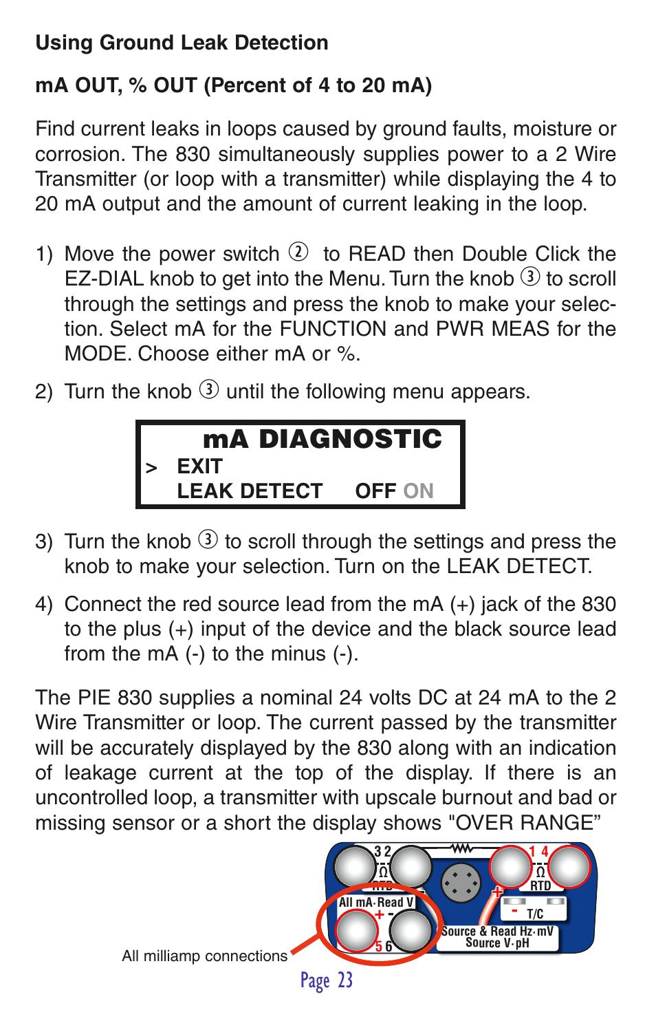 Ma diagnostic, Page 23 | Practical Instrument Electronics 830 User Manual | Page 25 / 52