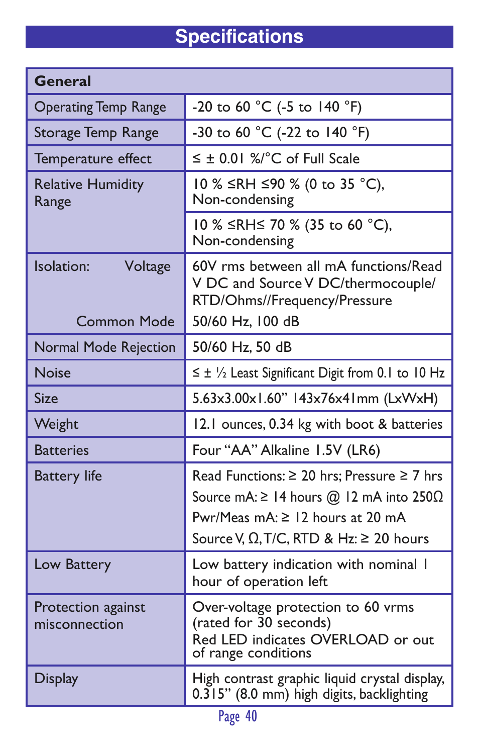 Specifications | Practical Instrument Electronics 830 User Manual | Page 42 / 52