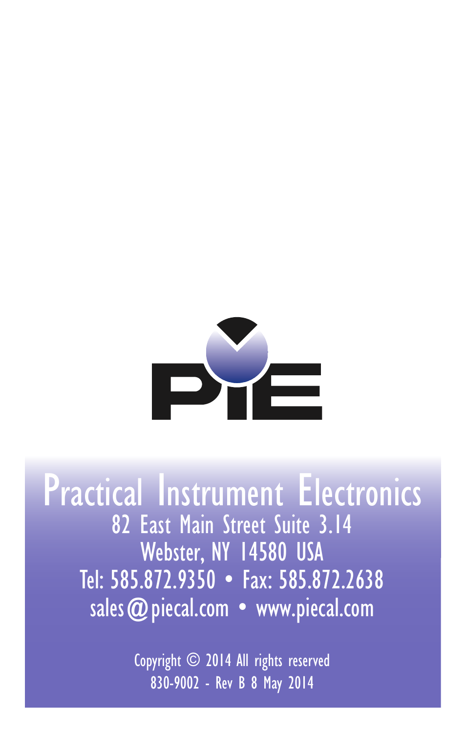Ractical, Nstrument, Lectronics | Practical Instrument Electronics 830 User Manual | Page 52 / 52