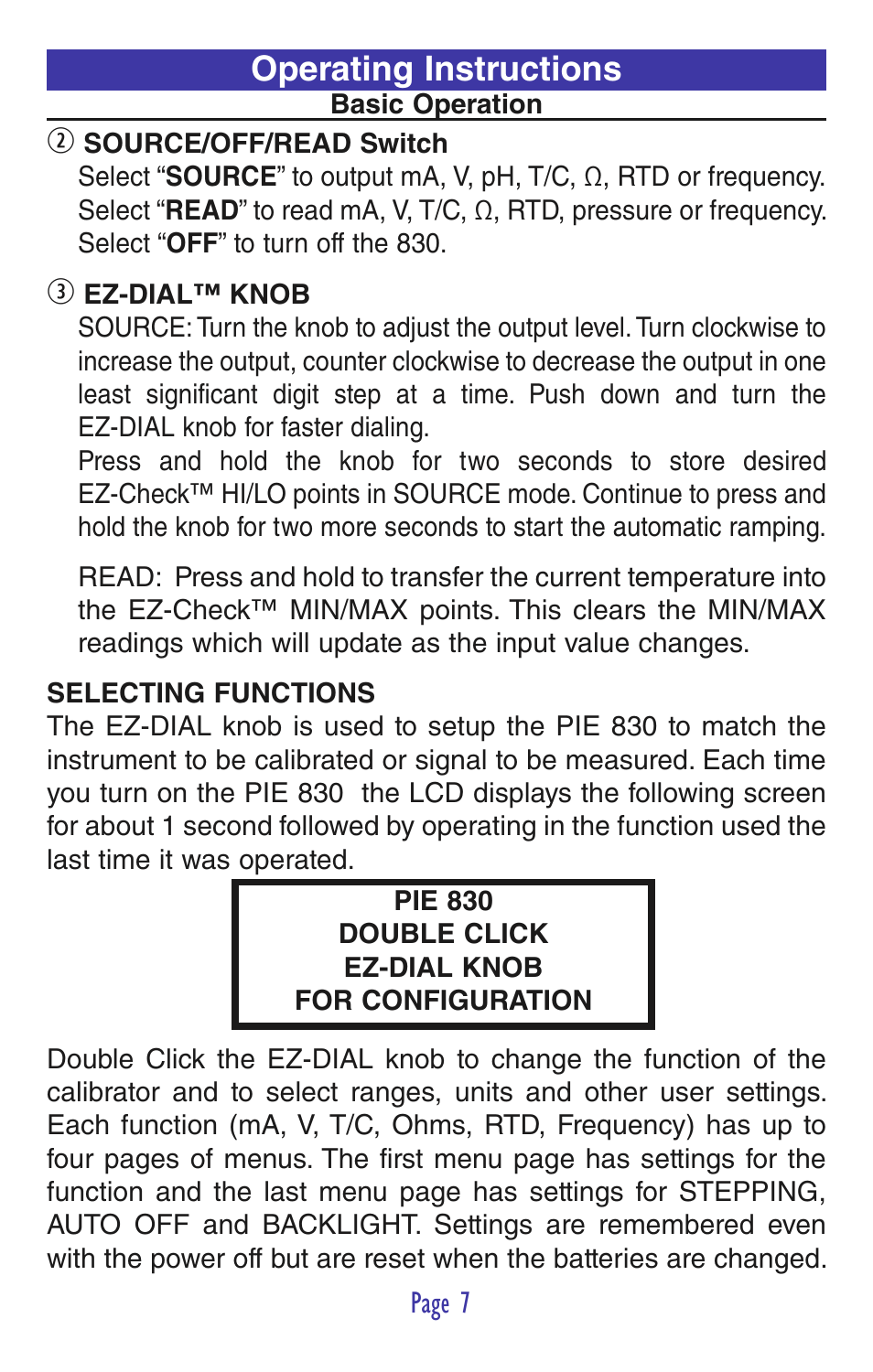 Operating instructions | Practical Instrument Electronics 830 User Manual | Page 9 / 52