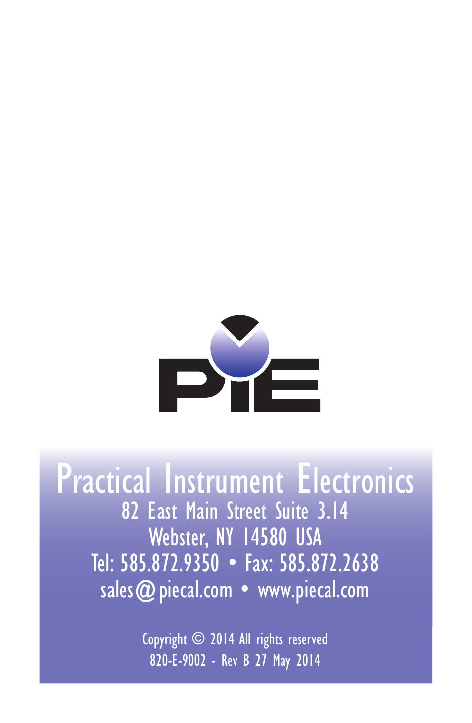 Ractical, Nstrument, Lectronics | Practical Instrument Electronics 820-ELITE User Manual | Page 44 / 44