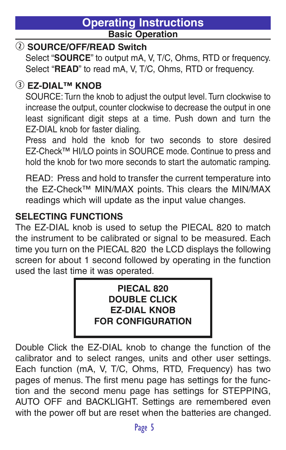 Operating instructions | Practical Instrument Electronics 820 User Manual | Page 7 / 36