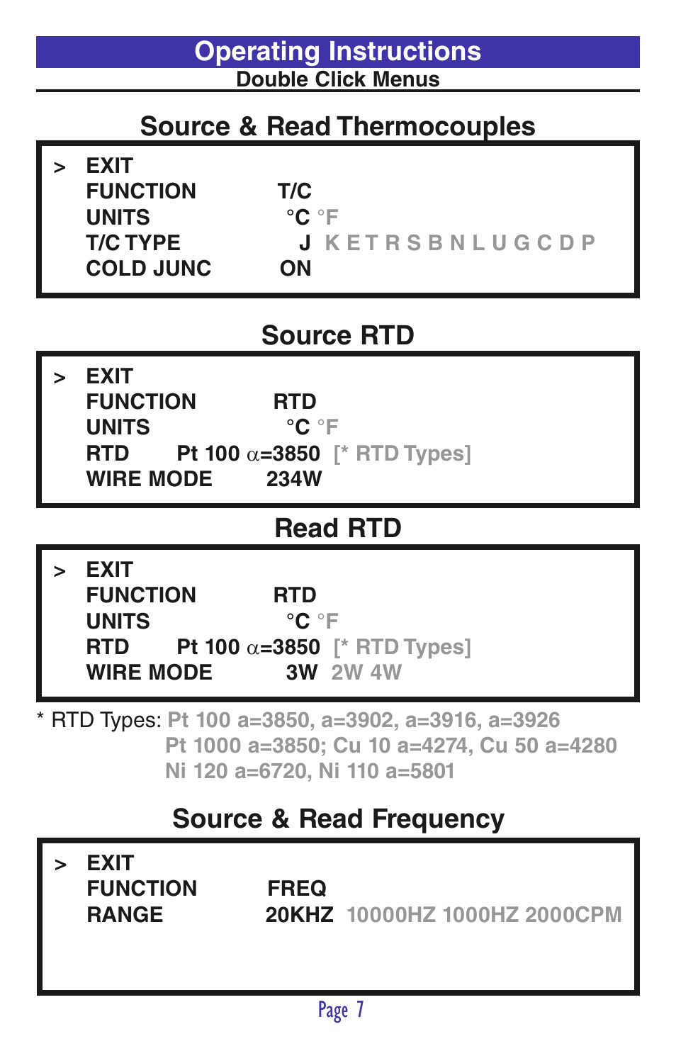 Read rtd, Source & read frequency | Practical Instrument Electronics 820 User Manual | Page 9 / 36