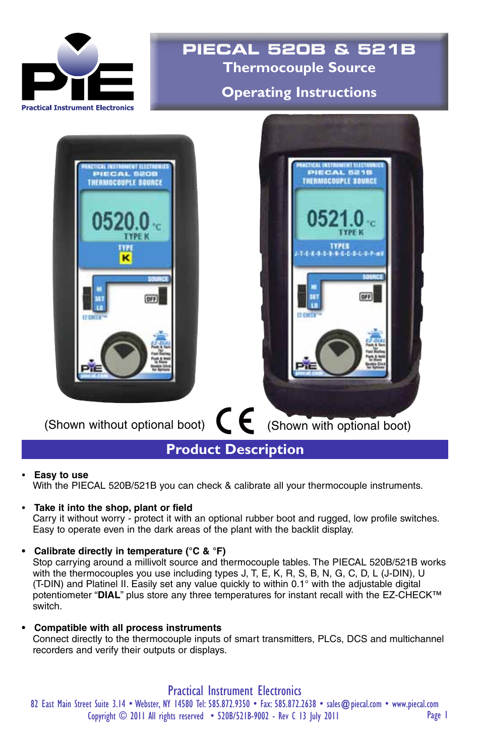 Practical Instrument Electronics 520B User Manual | 8 pages